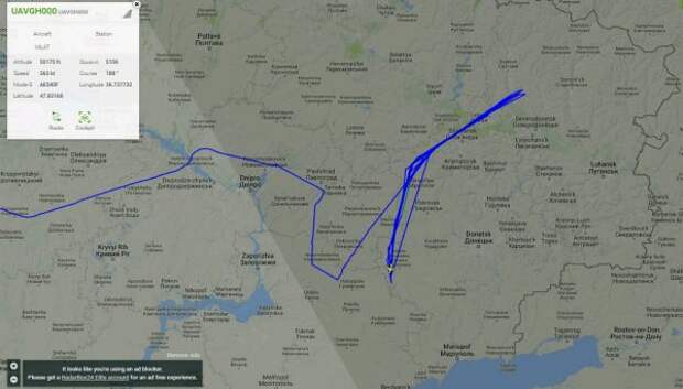 Очередной полёт американского БЛА RQ-4B Global Hawk над Донбассом