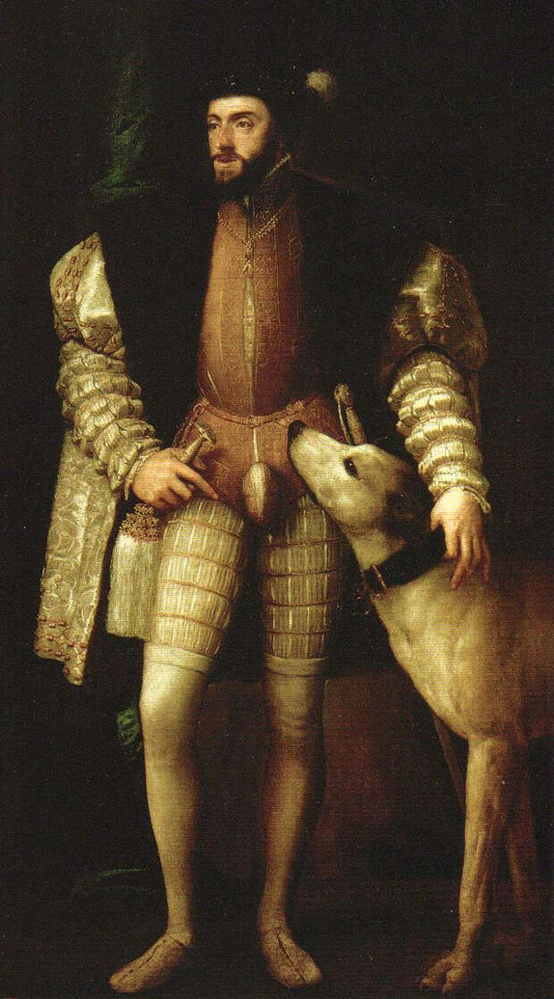 Тициан Портрет Карла V с его собакой . 1532 1533