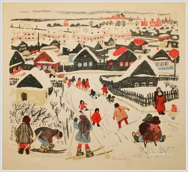 Калинычева Клара Ивановна (Россия, 1933-1999) «Зимний день» 1965