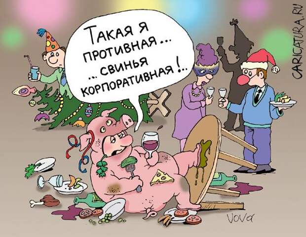 Карикатуры на новогоднюю тему (115 картинок)