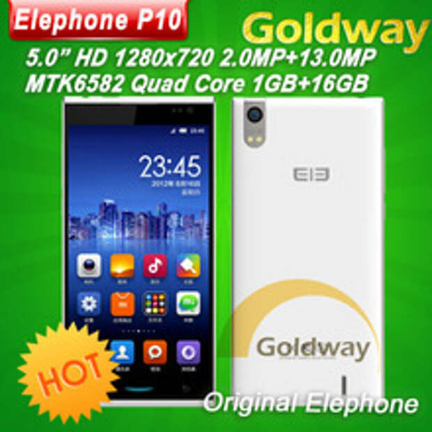 Elephone P10 P10C 3G WCDMA Mobile Phone MTK6582 Quad Core Android 4.4 5.0" 1280x720 1GB RAM 16GB ROM 13MP GPS