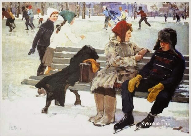 Копнина Татьяна Владимировна (Россия, 1921-2009) «На катке» 1964(2)