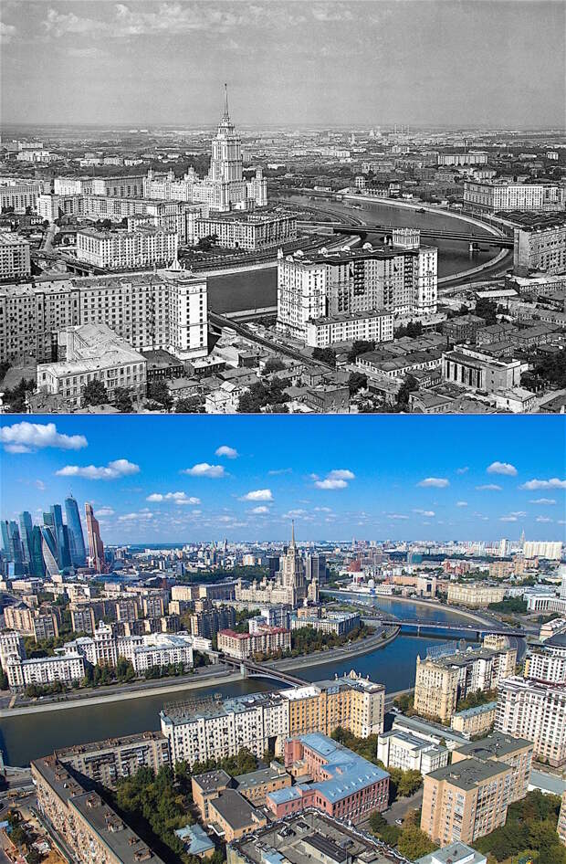 Москва, 1960-й и сейчас города мира, история. архитектура