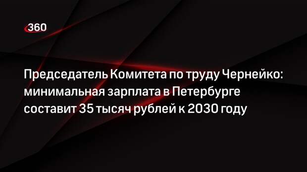 Председатель Комитета по труду Чернейко: минимальная зарплата в Петербурге составит 35 тысяч рублей к 2030 году