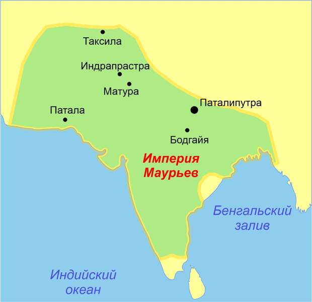 Карта империи Маурья к 269 г. до н.э.