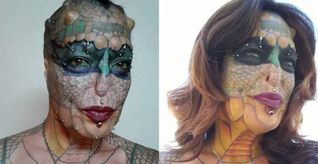 Женщина сделала пластическую операцию, чтобы быть похожей на рептилию в мире, внешность, история, люди, пластика, ящерица