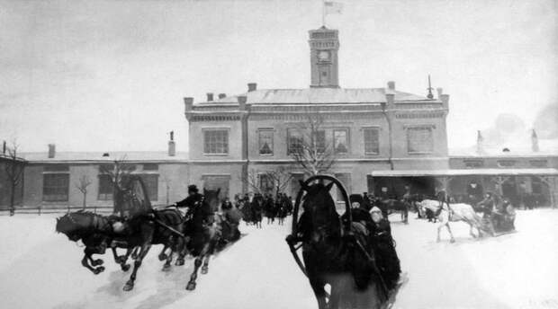 Развозка пассажиров на вокзале в Царском Селе. Конец 19-го века история, люди, мир, фото
