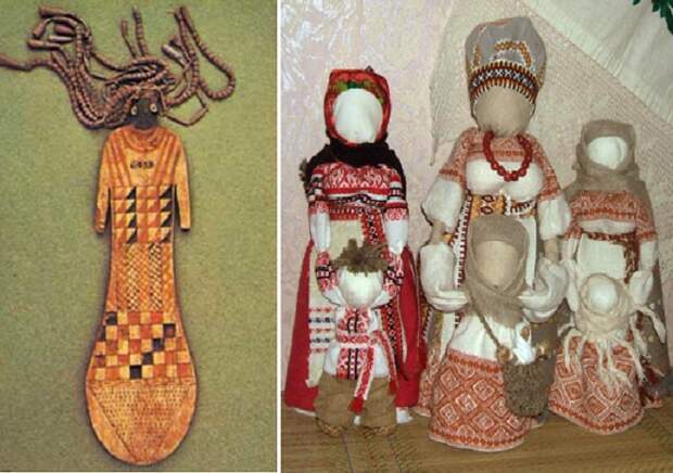 Древнеегипетская кукла-оберег 2100 -1700 годы до нашей эры./ Современные мотанки-обереги.