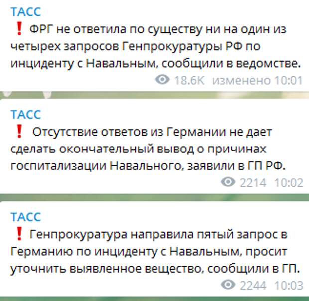 Германия не ответила по существу ни на один российский запрос по делу Навального - Захарова