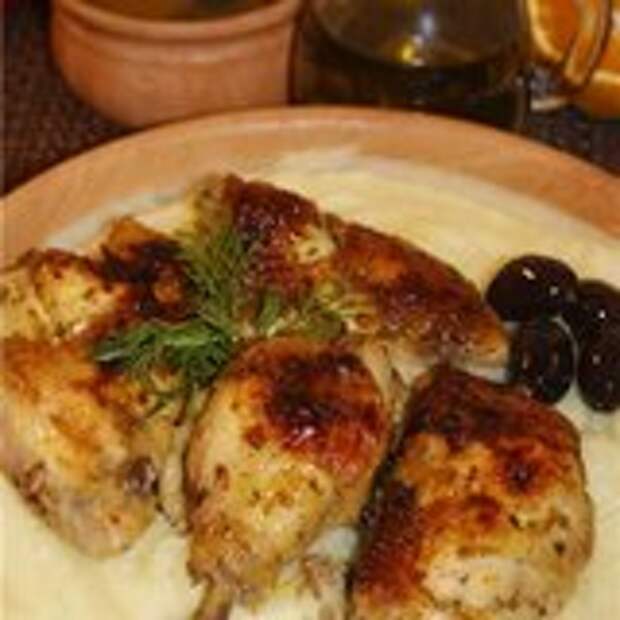 Запечёная курица с ароматным картофельным пюре"Аляда"(Κοτοπουλο αλιαδα)