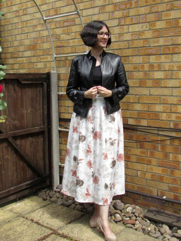 Maxi skirt with a biker jacket Maxi skirt with a biker jacket