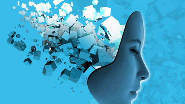 Conceptual image of female likeness face and abstract technology