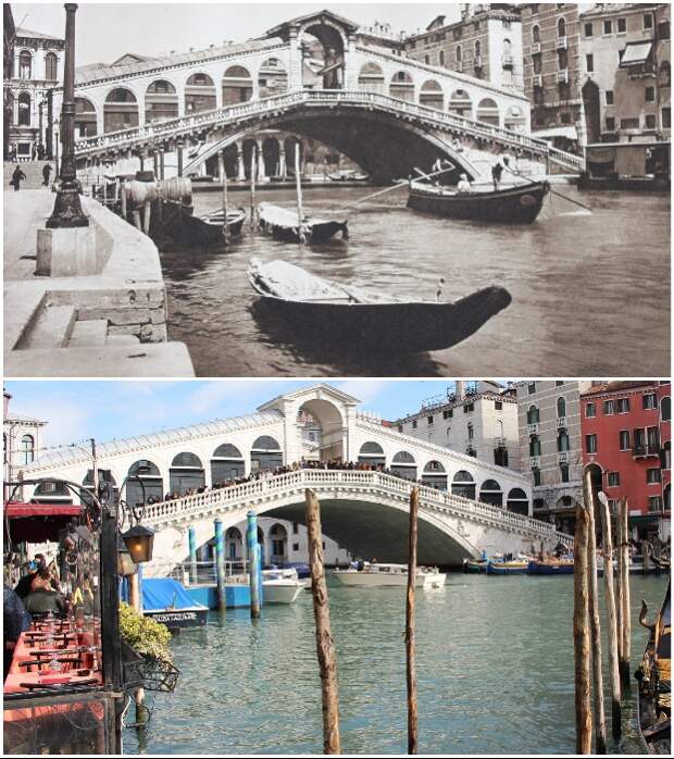 Снимок моста Понте ди Риальто через Грант-канал в Венеции сделан до покупки книги, причем старшим сыном Каспера (1925 и 2018 гг., Италия). © Kurt Hielscher / © Molenaar.