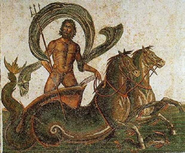 Колесница Посейдона. Римская мозаика. искусство, мифы, современность