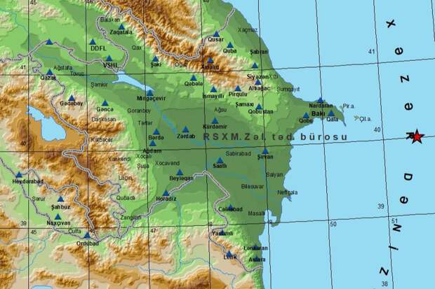 В Каспийском море у берегов Азербайджана зафиксировали землетрясение магнитудой 4,3