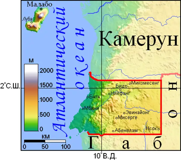 Карта экваториальной гвинеи