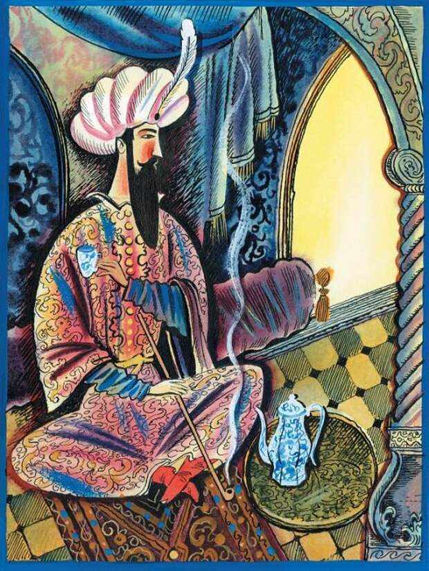 Иллюстрация к сказке Гауфа «Халиф-аист».