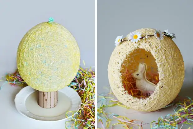 Декоративное гнездо и свечи в виде яиц на Пасху своими руками