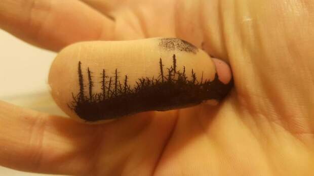 The Spilled Ink On My Finger Looks Like A Forrest Fire Have Taken Place