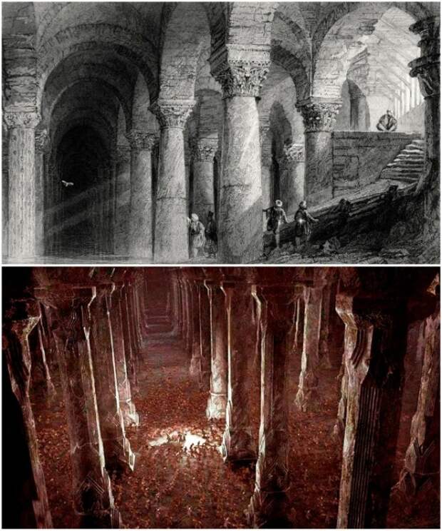 Строительство самой большой подземной цистерны Константинополя началось в IV веке (Basilica Cistern, Стамбул). | Фото: javadfesharaki.blog.ir.
