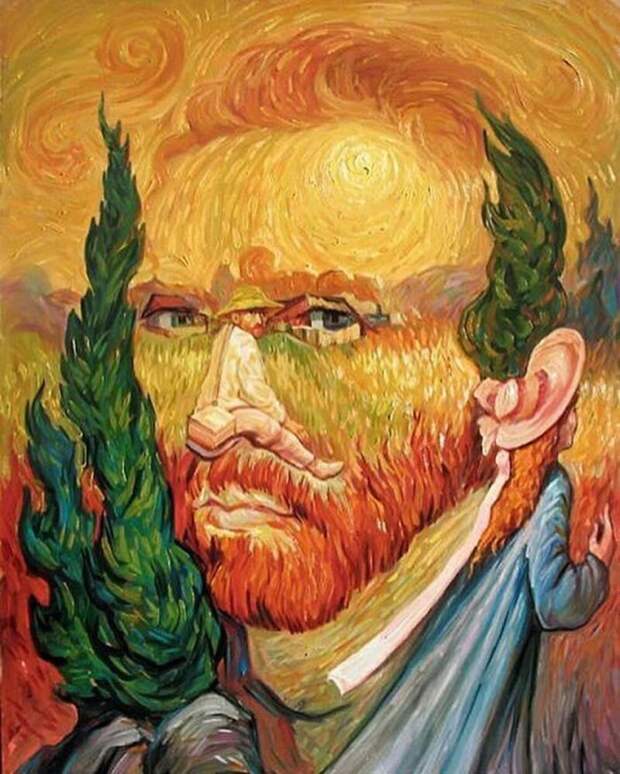 Винсент ван Гог  Олег Шупляк, картина, оптическая иллюзия, рисунок, фото, художник