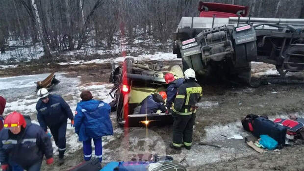 Девять человек погибли в ДТП с микроавтобусом и грузовиком в Тульской области