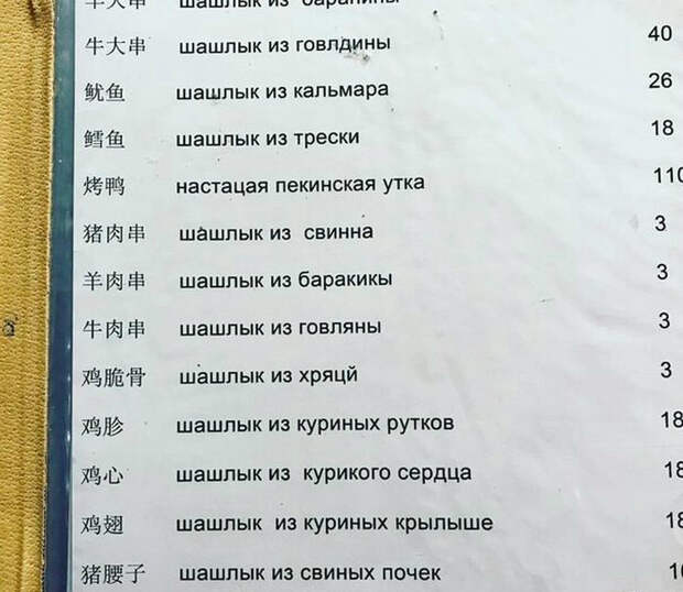 Забавное меню. Забавное меню.
