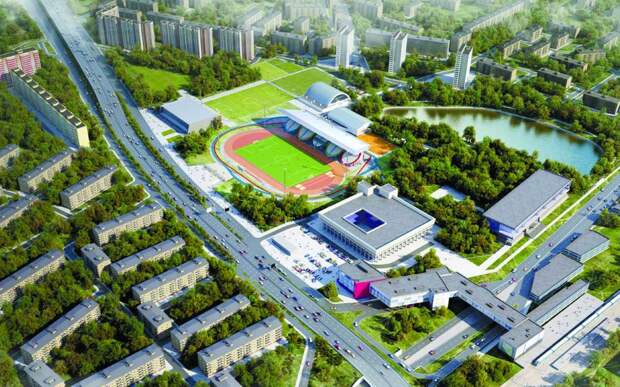 Вместо старого здания стадиона построят современное четырехэтажное / Фото: проектное решение/stroi.mos.ru