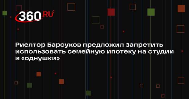 Риелтор Барсуков предложил запретить использовать семейную ипотеку на студии и «однушки»