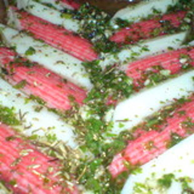 Маринованные ....крабовые палочки/Закуска в стиле  Antipasti