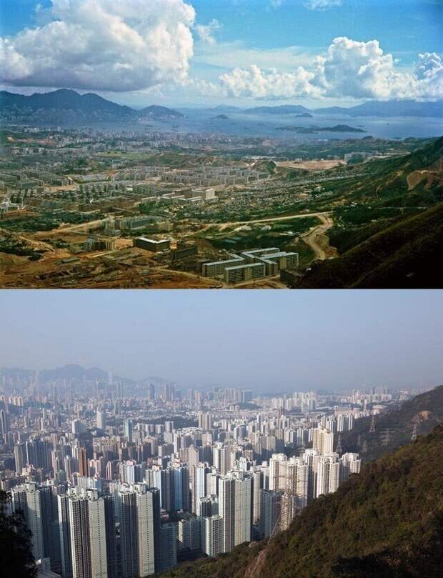 Остров Коулун в Гонконге, 1964 и 2016 Остров Коулун в Гонконге, 1964 и 2016