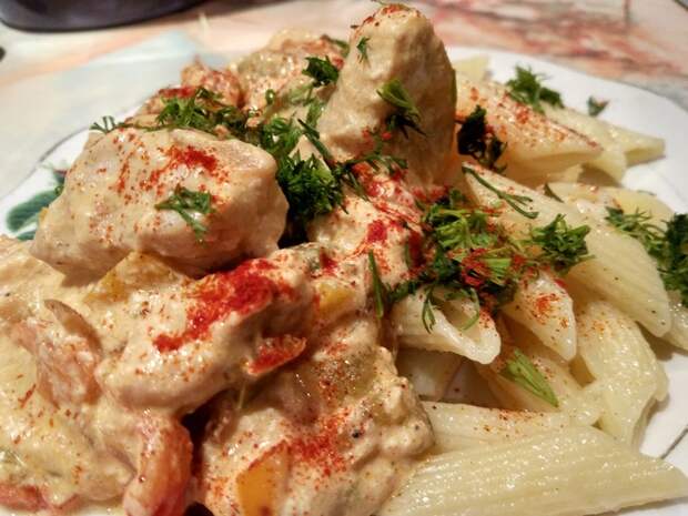 Пенне с курицей и творожным сыром рецепт, фоторецепт, рецепты тралекс, рецепт вкуса, еда, длиннопост