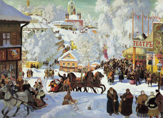 Масленица. (1919 год). Автор: Борис Кустодиев. Масленица. (1919 год). Автор: Борис Кустодиев.