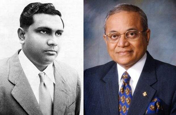 Слева: первый Президент Мальдивской республики Ибрагим Насир Раннабадери Килагефану. Справа: второй Президент Мальдивской республики Момун Абдул Гаюм.