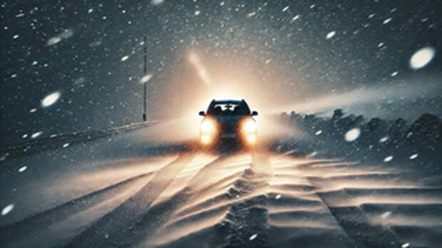 Метель на трассе / Изображение сгенерировано нейросетью DALL-E / amic.ru