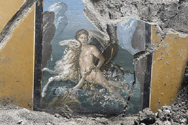 Arkeonews: в Помпеях нашли отлично сохранившуюся фреску с Фриксом и Геллой