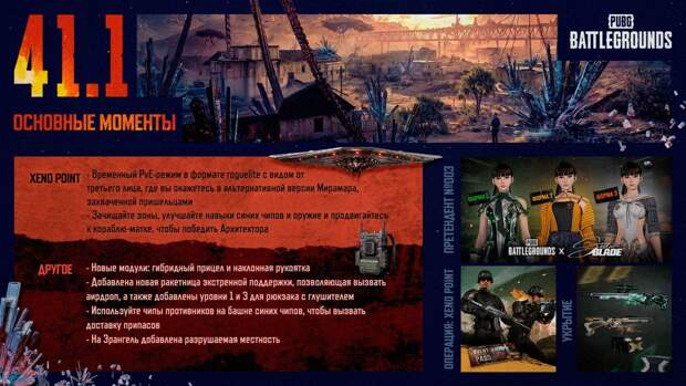 В PUBG вышел патч 41.1 — разрушаемый Эрангель, режим Xeno Point и новые модули