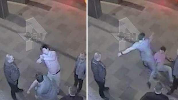 Камера сняла чудовищное избиение мужчины у ресторана в Москве