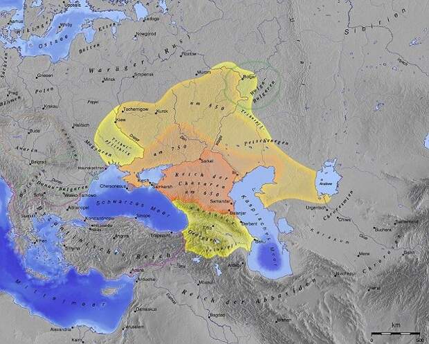 Карта Хазарского каганата (650-969 гг)