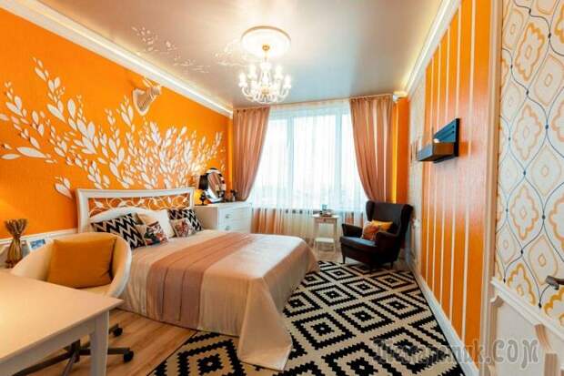 Дизайн спальни в оранжевых тонах: особенности оформления, сочетания