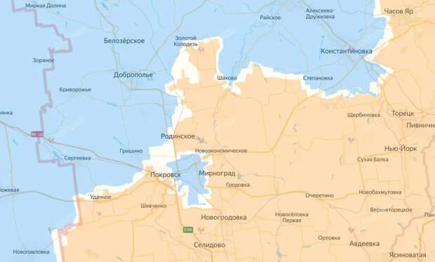 Карта зоны СВО в районе Красноармейска на 31 октября 2025 года. Фото © DIVGEN   Карта СВО