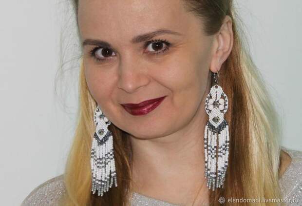 Плетем серьги «Снегурочка» в технике макраме