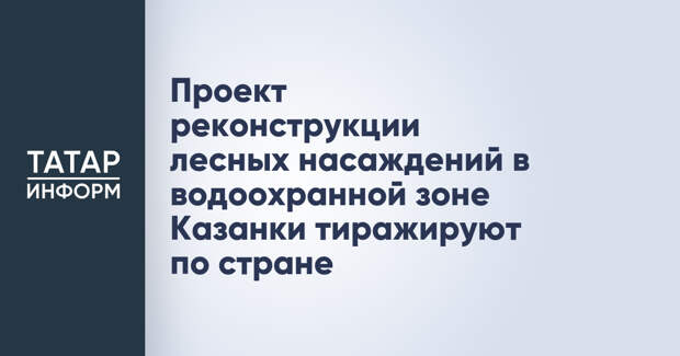 Проект реконструкции лесных насаждений в водоохранной зоне Казанки тиражируют по стране