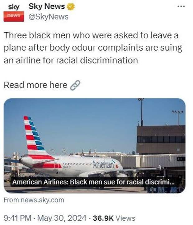 Афроамериканцев высадили из самолета за плохой запах