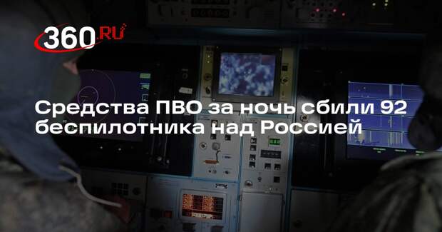 Средства ПВО за ночь сбили 92 беспилотника над Россией