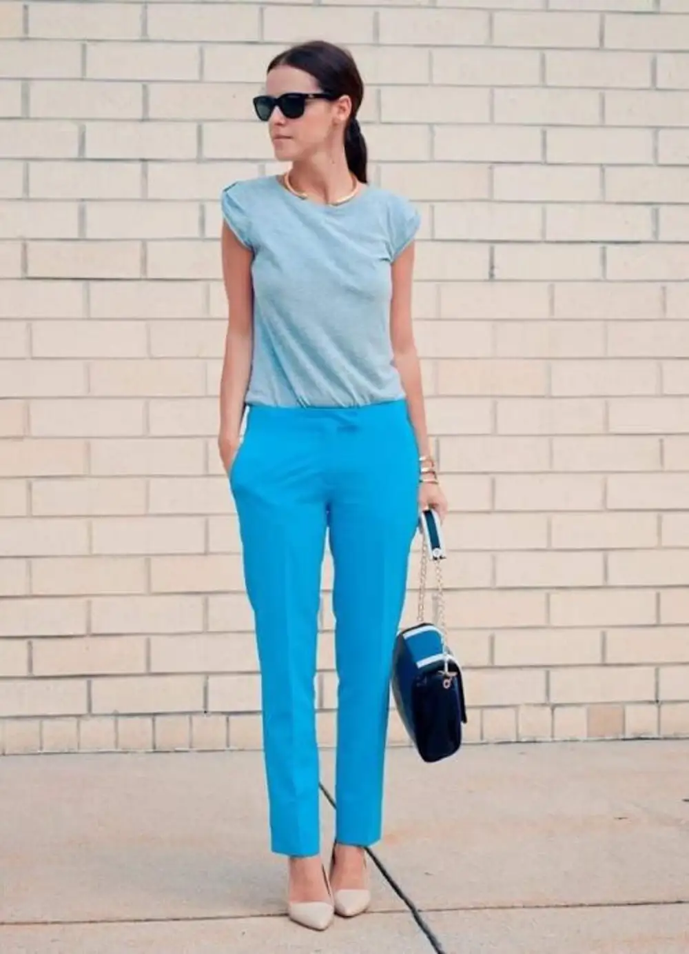 Летние брюки женские синие