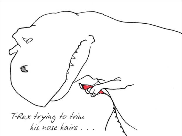 14. «Ти-Рекс пытается избавиться от волос в носу…» динозавр, иллюстрация, рекс, рисунок, художник, юмор