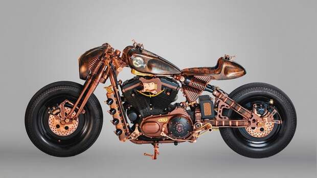 Кастом Harley-Davidson отражающий мир музыки кастом-байк, кастомайзинг, мото, мотоцикл