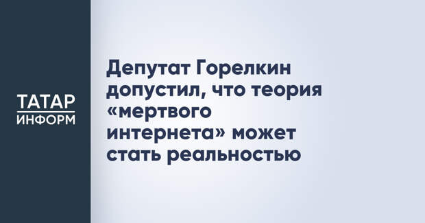 Депутат Горелкин допустил, что теория «мертвого интернета» может стать реальностью