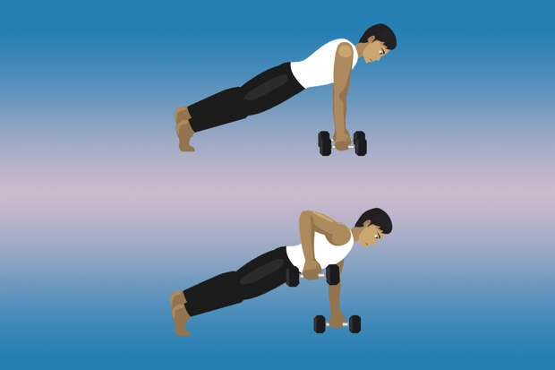 Упражнения на спину с гантелями — отжимания с гантелями